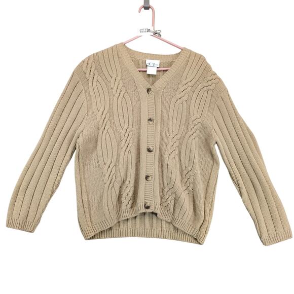 NWT Vtg 90s Cricket Lane Cardigan Sweater Women's L Cable Knit Autumn Harvest - Picture 1 of 10